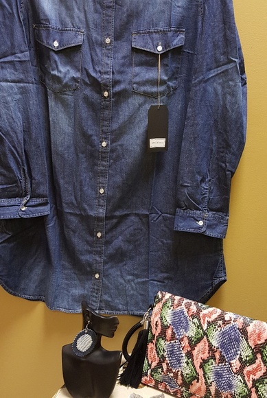 Ladies Plus Denim Shirt - Picture 2 of 3